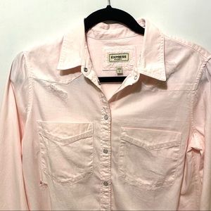 Express distressed pink shirt size S/P